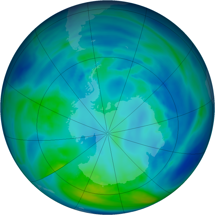 Antarctic ozone map for 22 April 2005